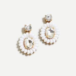 NWT J. Crew Resin-Beaded White Statement Earrings